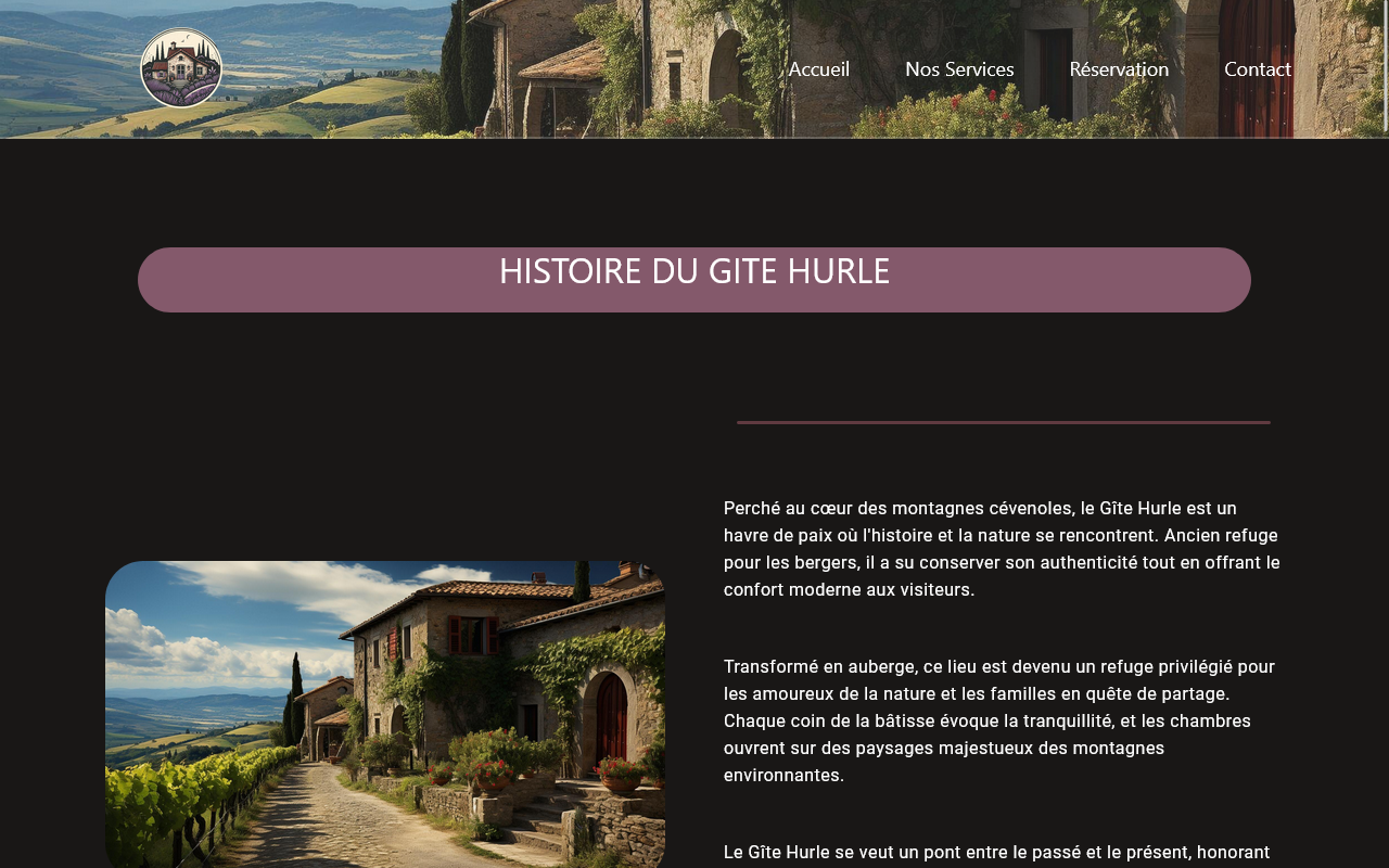 Capture du projet Gîte Hurle réalisé en JavaScript