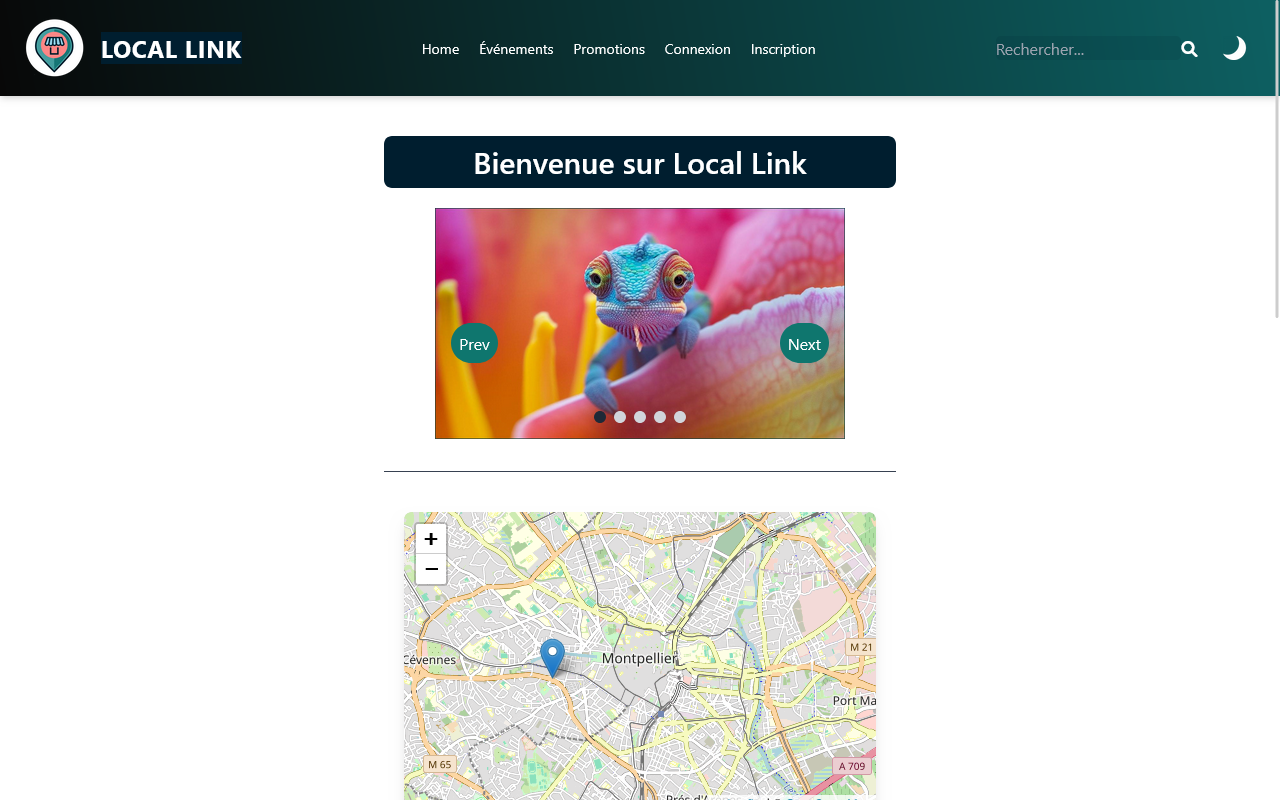 Capture du projet Local Link développé avec Symfony